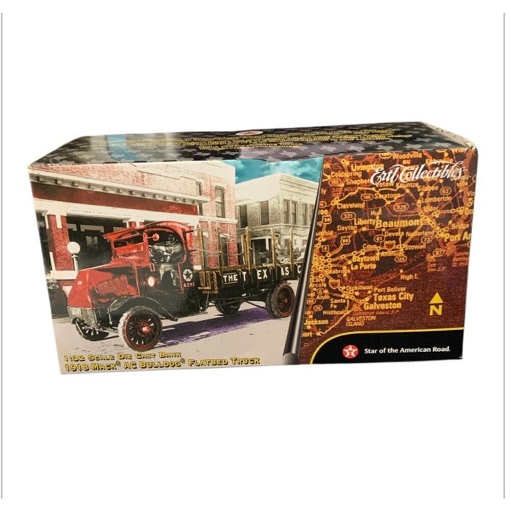 ERTL 1918 TEXACO Mack AC Bulldog Flatbed Truck Die Cast Bank 1:32 Scale W/Box